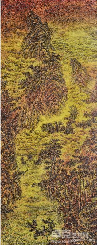 张翊 《流逝》NO2布面油画 220X87cm