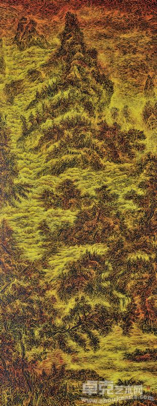 张翊《流逝》NO1 布面油画 220X87cm
