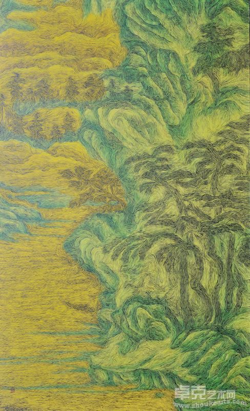 张翊《 山水2008NO.11》   布面油画  180×110cm 2008