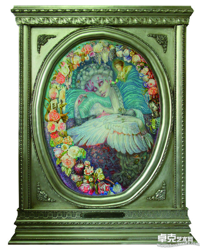 杜鹃的召唤, Beckoning of Cuckoo, 2011, Tempera on Wooden Board, 128×80cm