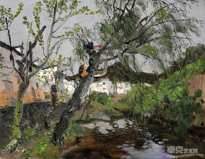 婺源春天的小村 宋卫东作（70×90）