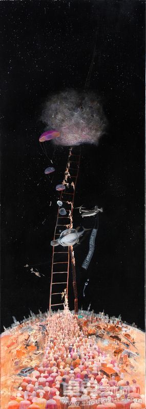 广州美院 江山《sparkle with unknown stars》  180×63.5 2010 布面油画