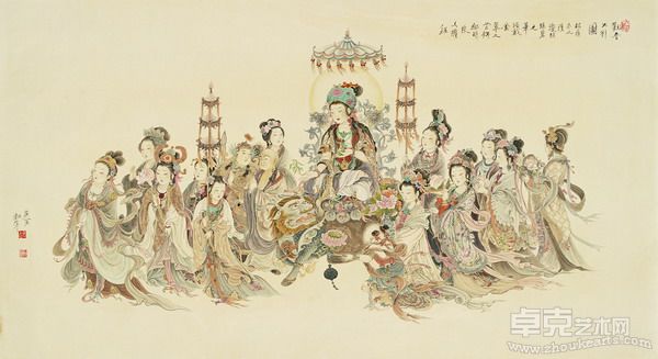武卫萍   观音富贵图   171.5x92.5cm