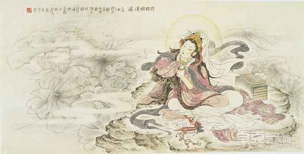 武卫萍   持经悟莲图   67x131cm