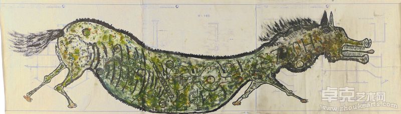 寻找216·61油画，水墨，废纸粘贴，2003年