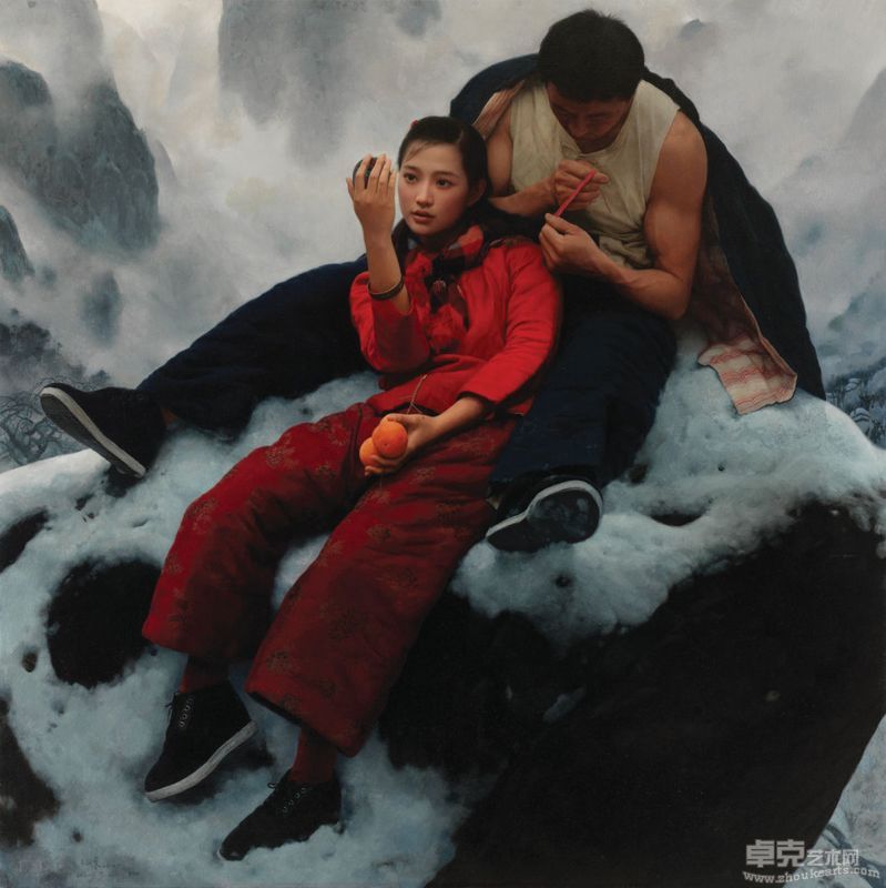 王沂东《蒙山晨雾》，120x120cm