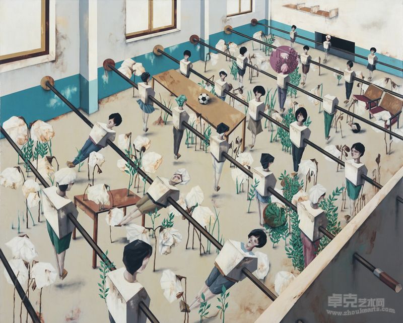 时永骏 日常体制.Q——室内款式的足球桌 2012 布面丙烯 130 × 162 cm