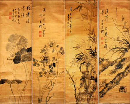第32期 亮鉴 李秉绶的花草四条屏鉴赏(文\/王厚