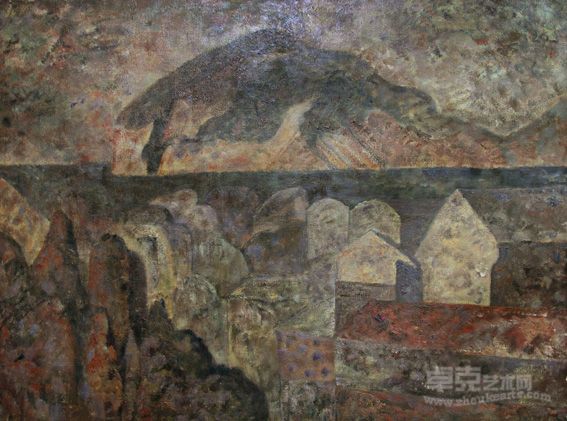 古风倾向的风景N o.3,油画，90cm×120cm,1998年