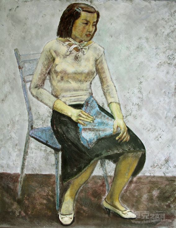 坐姿少女1，油画，90cm×120cm,2004年