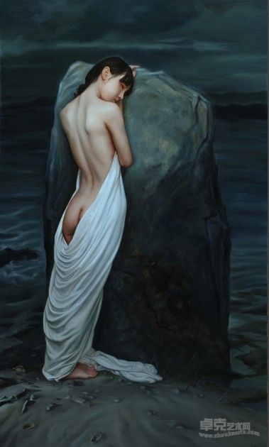 林金福 《听海》 150X90 布面油画