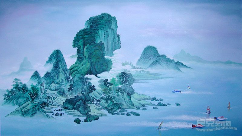 郭文-紫气东来图-布面油画-100x180cm-2011