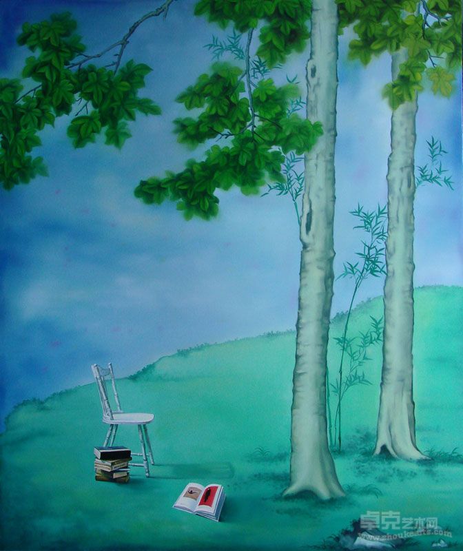 郭文-梧桐树下的马格利特-布面油画-130x110cm-2011