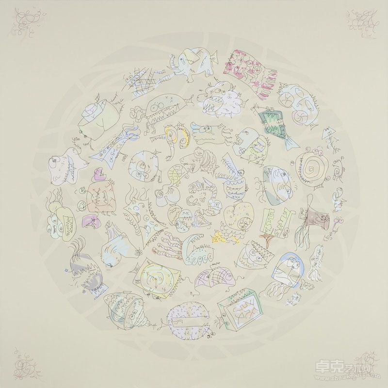 荆智勇-年年有余-布面丙烯-150x150cm-2012