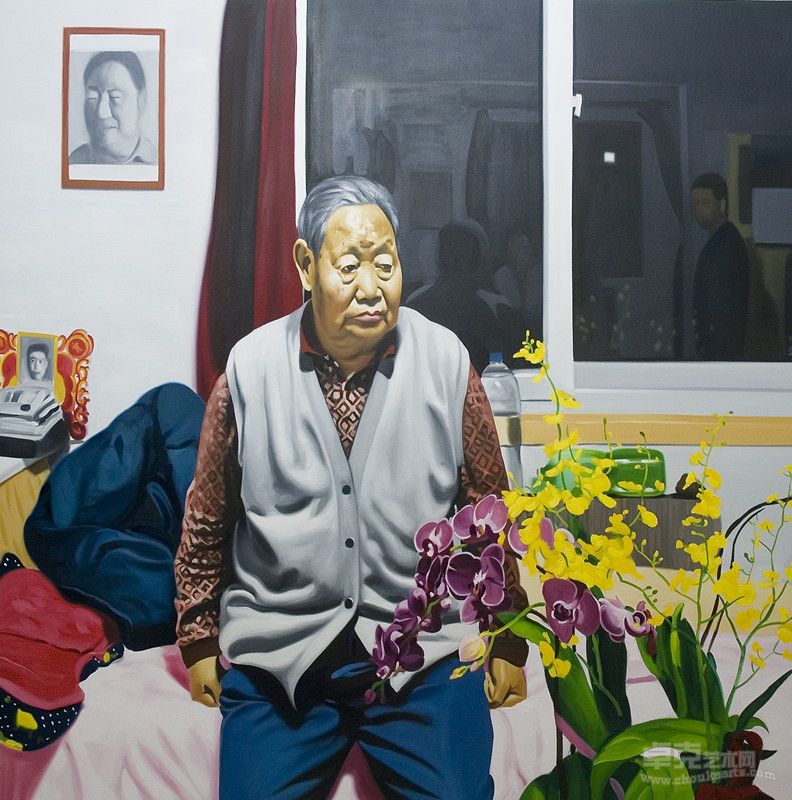老人與花 Old woman and flowers 200×200cm 布面油畫 Oil on Canvas  2012.