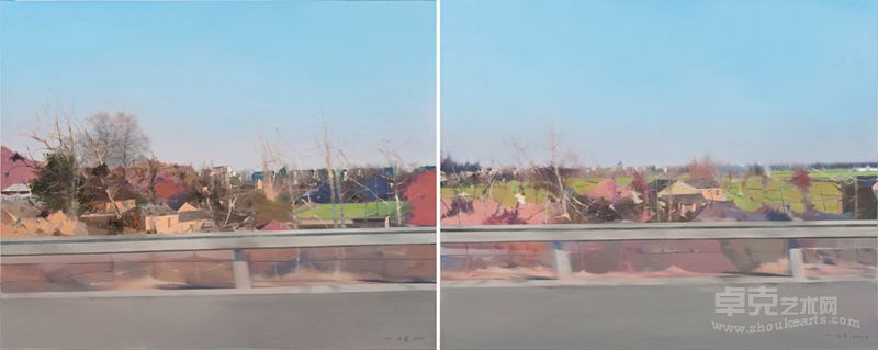 叶恒贵，在路上， 布面油画150X120cmX2   2011