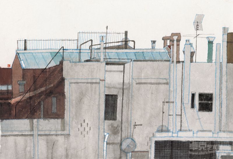 杜大恺  欧洲街景3 纸本设色 66×97cm 2011