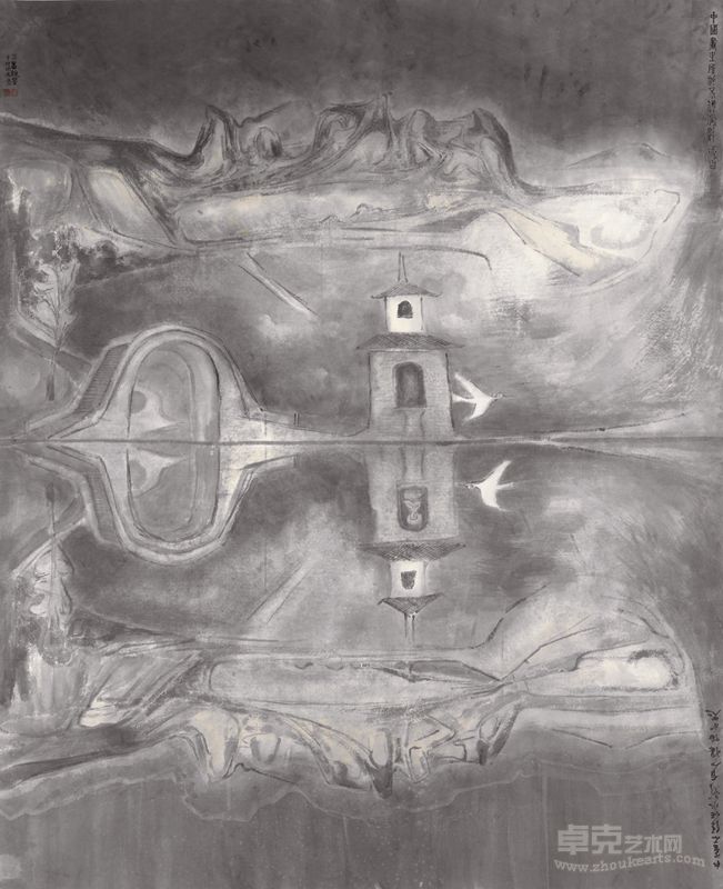 胡应康  山水3  纸本设色182×145cm 2012