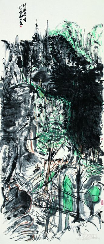 刘进安  圪凹店 纸本水墨 136×60cm 2011年