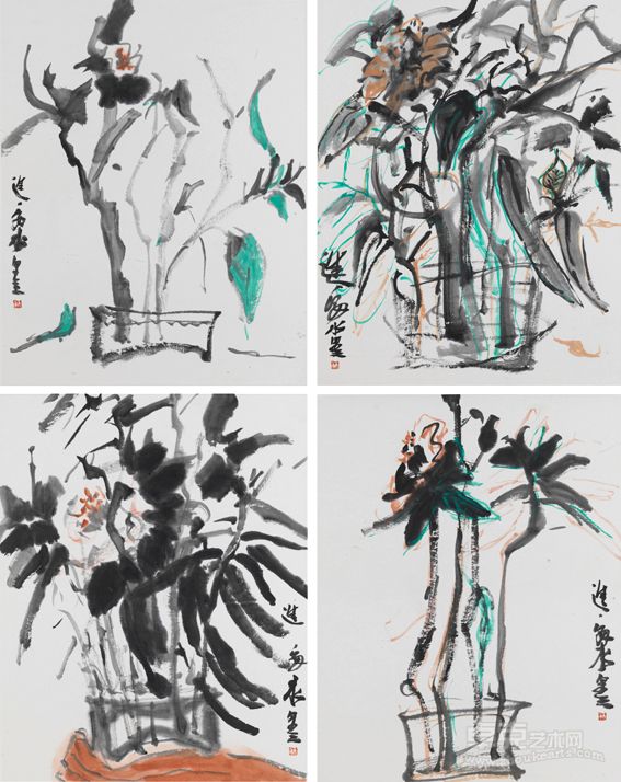 刘进安  瓶花系列 45×35cm×4 2011年