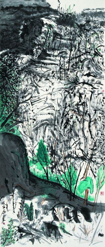 刘进安  水墨之三 纸本水墨 136×60cm 2011年