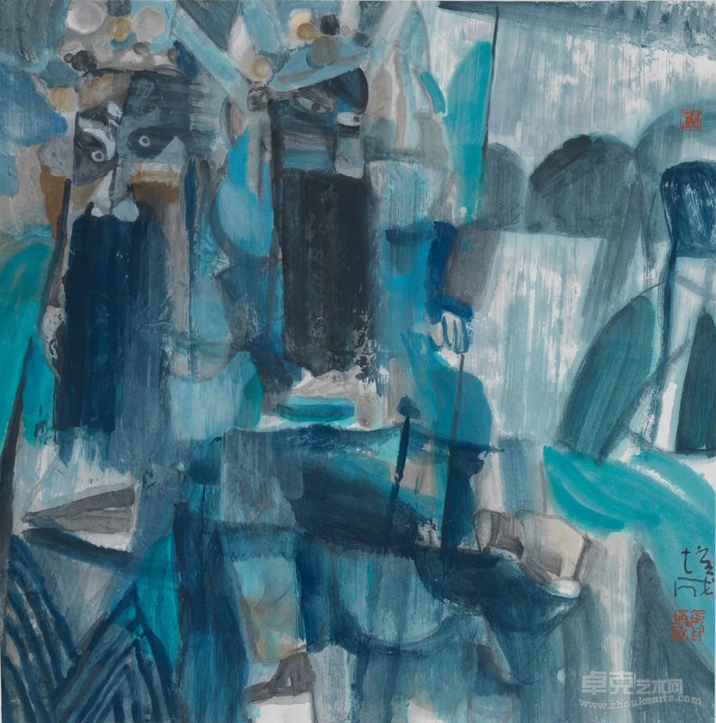 张培成   墨戏2  纸本设色 68×68cm  2012