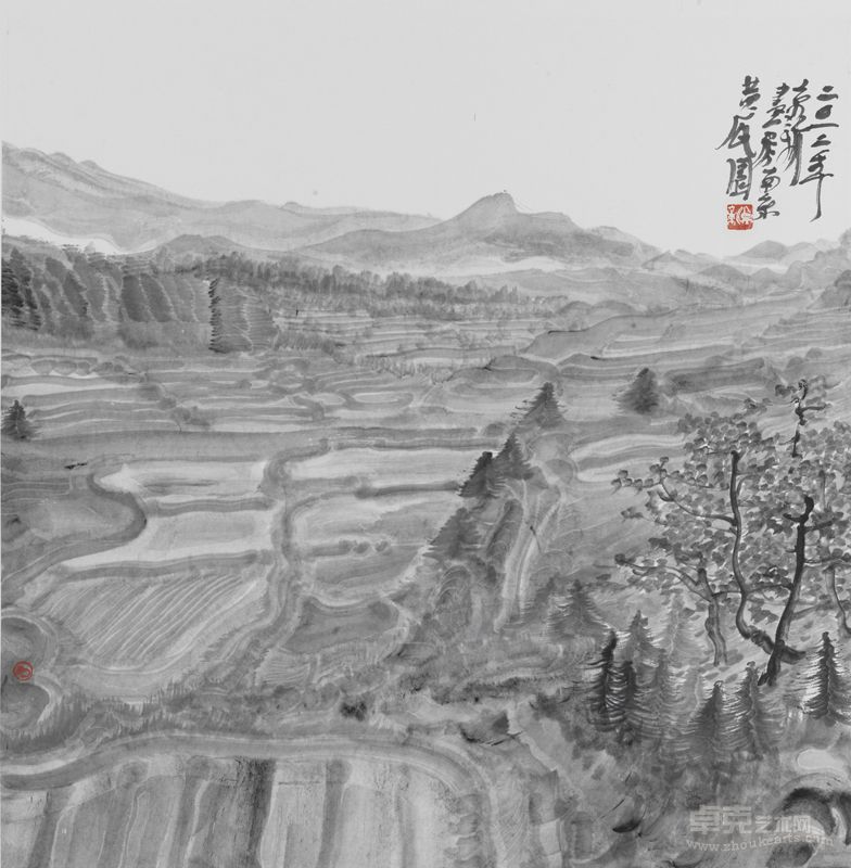 周京新  水墨风景4 纸本设色 68×68cm  2012
