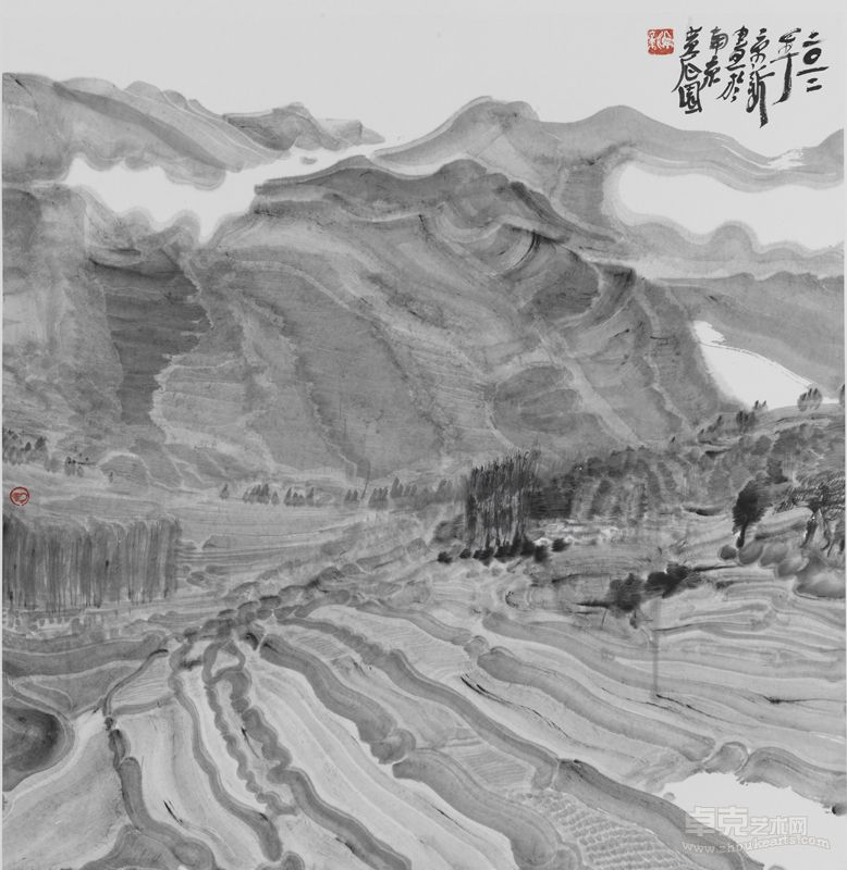 周京新  水墨风景5 纸本设色 68×68cm  2012