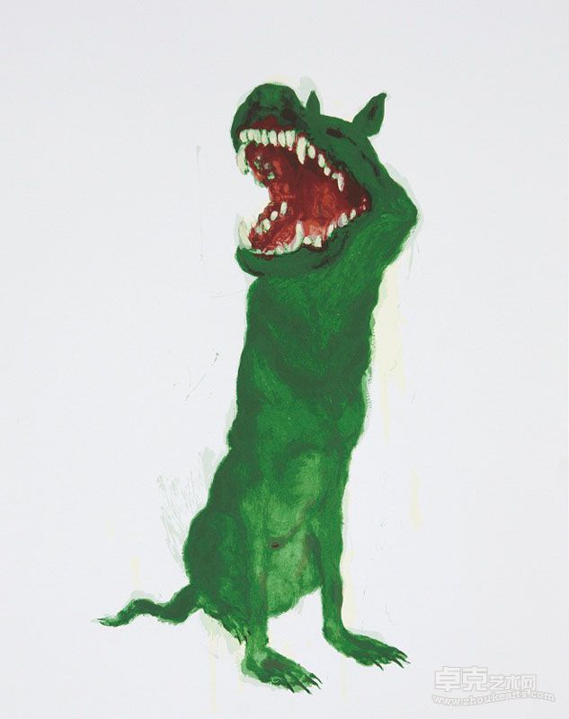 周春芽 绿狗之三 120×80cm  丝网版画 2006 限量50