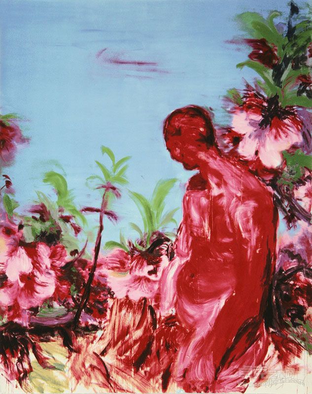 周春芽 桃花红人 101×80cm 丝网版画 2006 限量50