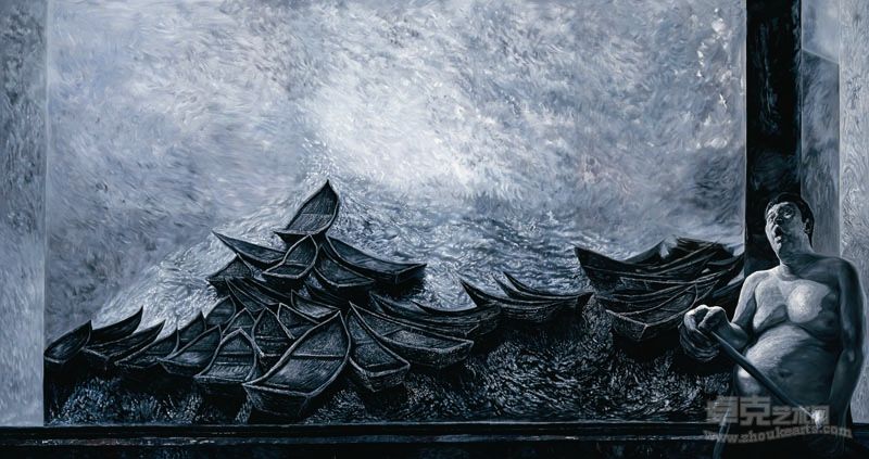 永痕-我的记忆之 舟布面油画 320x600cm 2012.