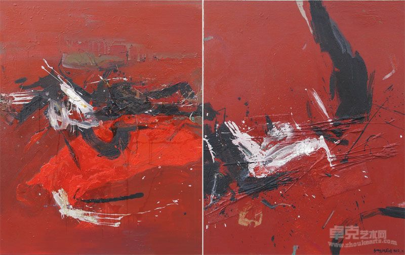 奔突的鲜红  320X200cm  混合媒介  2012年8月