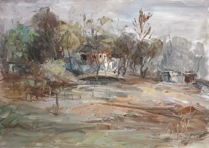 《村口》 80×60 谷海林