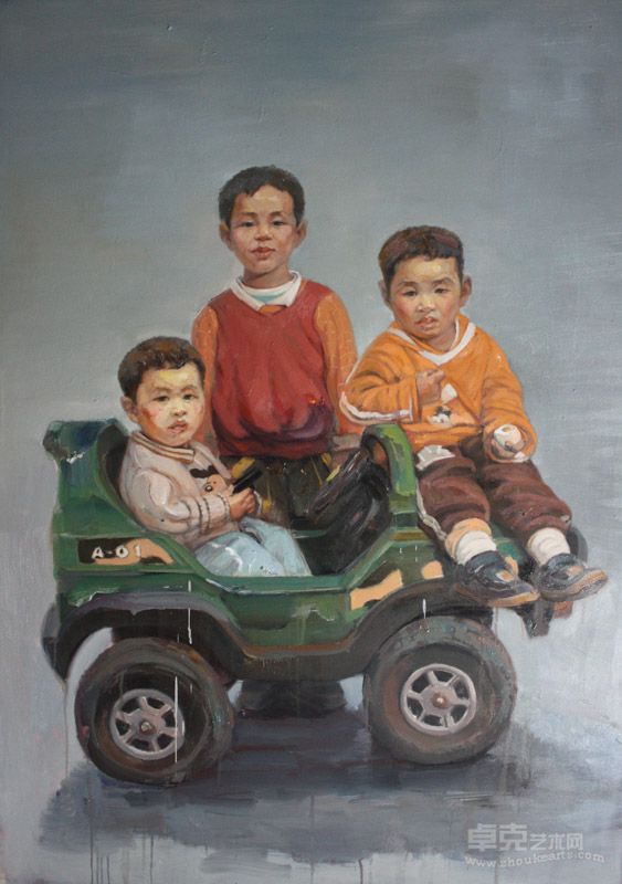 《忆童年·战车》170×125 王璟