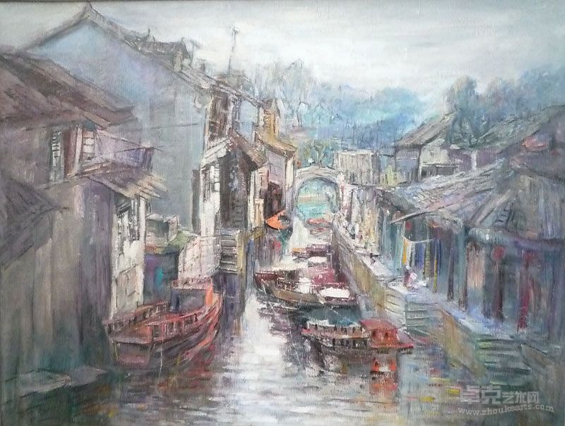 《江南小镇》100x80 卢伟