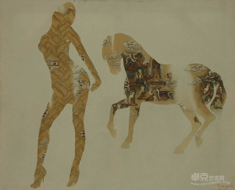 奔马图 98x78.5cm 布面重彩 2011年 次旦久美