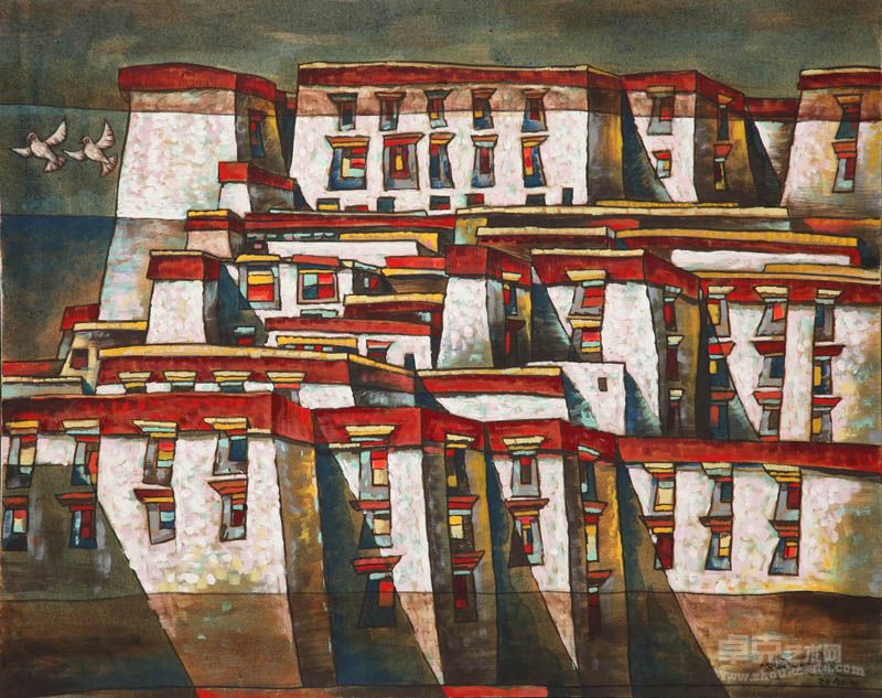布达拉宫（二） 80x64cm 布面重彩 2010年 计美赤列
