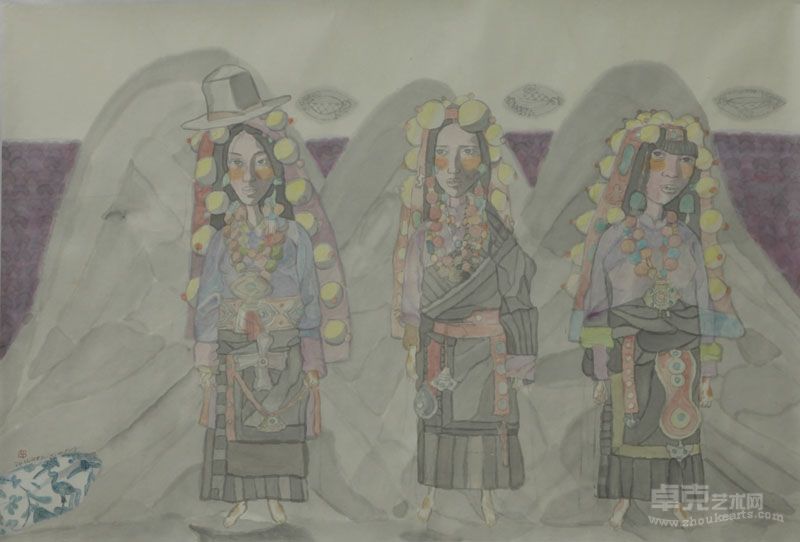 卓玛与祥云NO-3 102cm×70cm 宣纸水墨 2012年