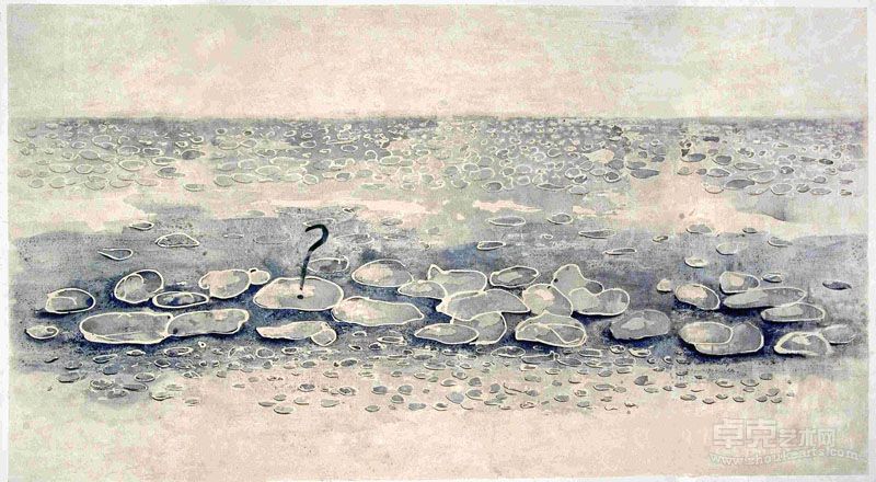 诗蓝-地平线之外诗蓝  2010年  布面综合材料 195x355cm
