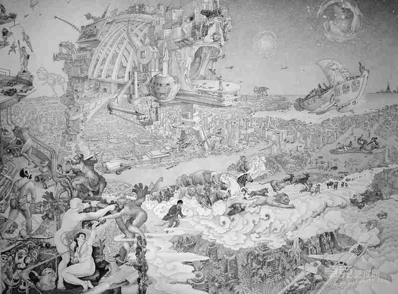 第二次诱惑 纸本钢笔画 200x150cm