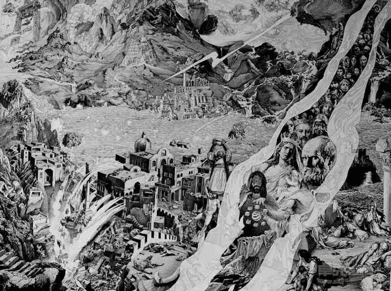 亚特兰蒂斯 纸本钢笔画 200x150cm
