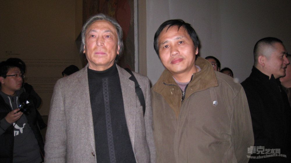 2011年徐旭与著名美术评论家贾方舟在今日美术馆