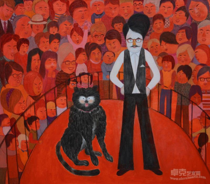 邓英 _ 神猫剧场 _  106cm x 120cm _ 布面油画 _2012年