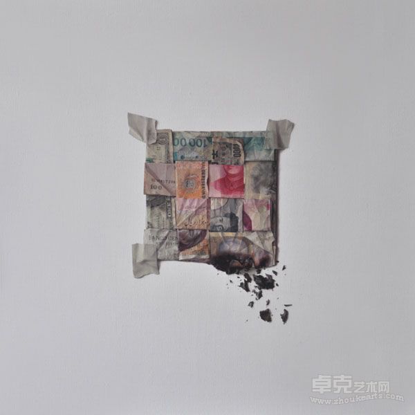 Money with Flames 15_Gong He_50x50cm_Oil on canvas_2011_w600