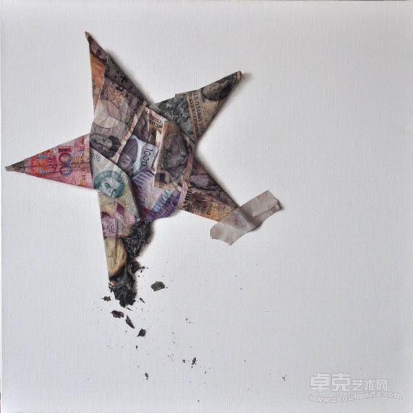 Money with Flames 21_Gong He_50x50cm_Oil on canvas_2011_s600