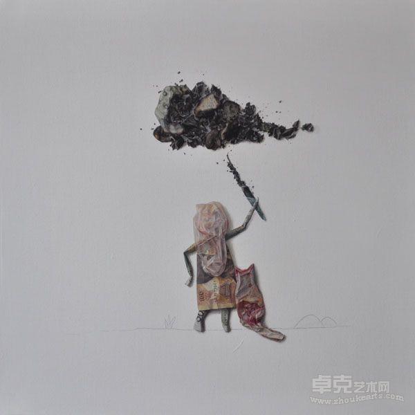Money with Flames 27_Gong He_50x50cm_Oil on canvas_2011_w600