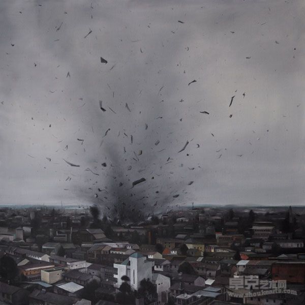 从未如此安静的小镇_A Town has never been so quiet_Gong He_70x70cm_Oil on canvas_2011_w600