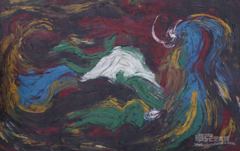 人的遐想 麻布油画 57X92 1990