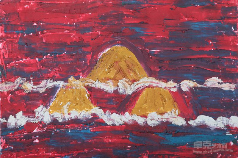 三个富士山 纸面油画 55X79.5 1990年代