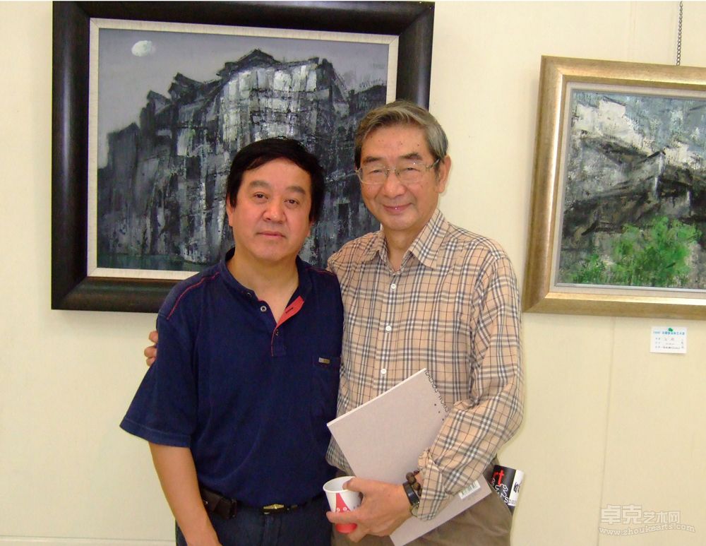 2006年傅强与安徽省前美协主席、著名油画家鲍加合影